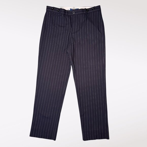 Polo Ralph Lauren Wool Pinstripe Dress Pants Navy Size 10 - Picture 1 of 9